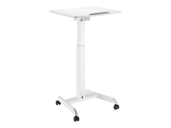 DELTACO Office - Sit/stand työpöytä - siirrettävä - suorakulmainen - muovi, alumiini, lastulevy, teräs, melamiini - valkoinen - valkoinen jalusta - v