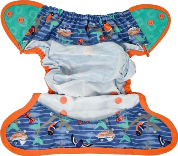 Lukk Caboo bleier Trekk, gjenbruksbleie med trykknapper Twilight Garden 3-16 kg, 1 stk.