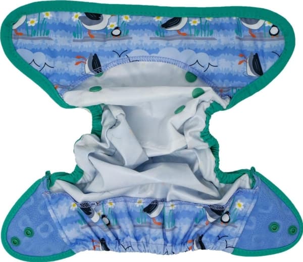 Close Caboo Blöjinpackning, Blå Puffin återanvändbar blöja med tupplurar 3-16 kg, 1 st.