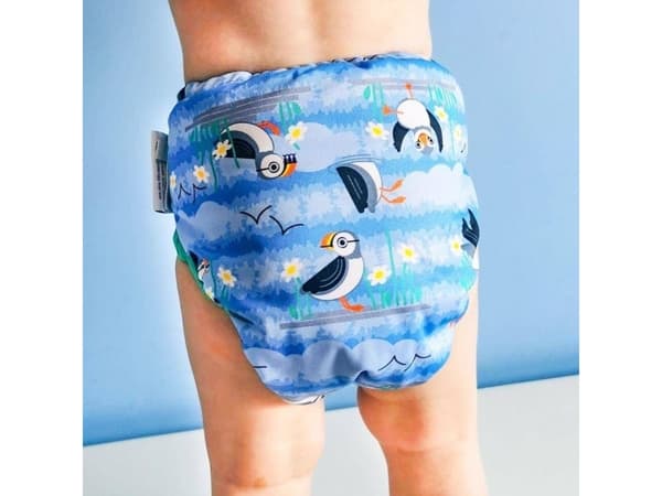 Close Caboo Blöjinpackning, Blå Puffin återanvändbar blöja med tupplurar 3-16 kg, 1 st.