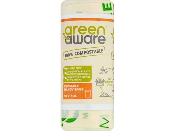 GreenAware GreenAware, komposterbare, gjenbrukbare poser, T-skjorte, 30L, 10 stk.