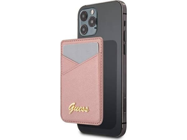 Guess Guess Lommebokkortspor GUWMSSASLPI MagSafe Saffiano rosa/rosa