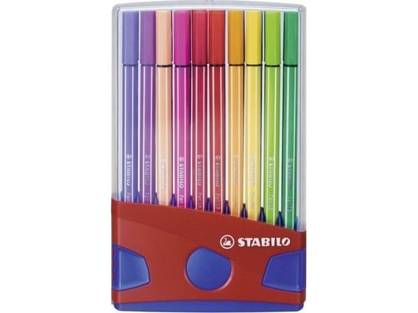 Fiberpen Stabilo 68, plastetui med 20 stk. ass. farver