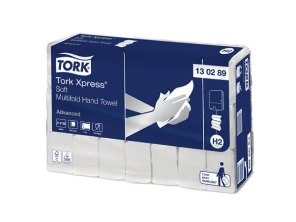 Håndklædeark Tork H2 Xpress Soft Multifold Advanced 2-lags hvid -  (21 pakker x 180 ark)
