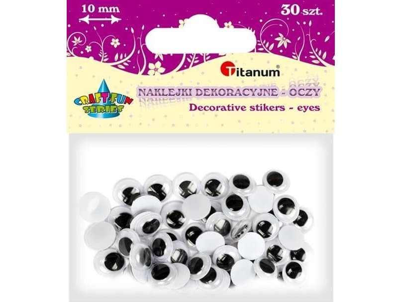 Titanum Moving eyes 10mm self-adhesive 30pcs, CRAFT-FUN
