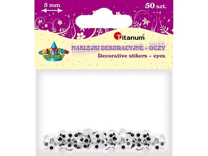 Titanum Moving eyes 5mm self-adhesive 50pcs, CRAFT-FUN