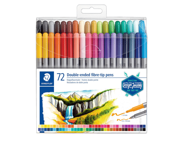 STAEDTLER - Twin-tip-markør - assorterte farger - 0.5-0.8 mm / 3 mm - smal / bred (en pakke 72)