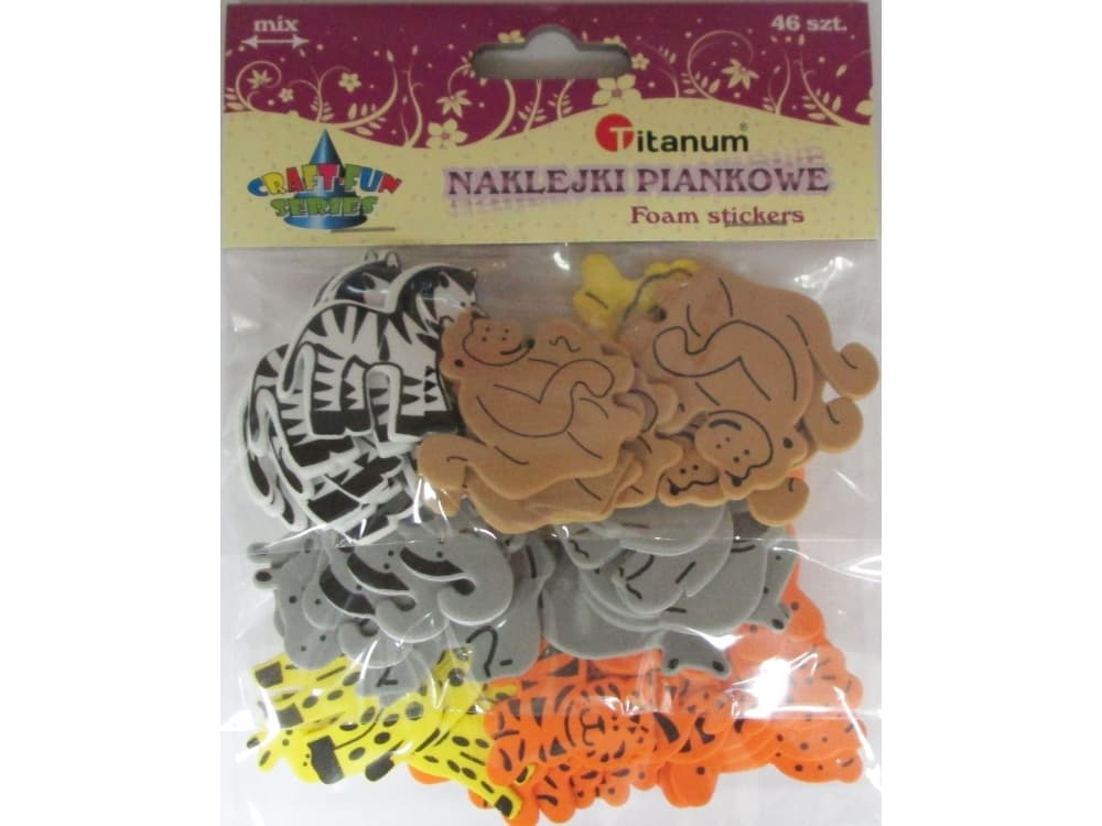 Titanum Shapes of self-adhesive foam animals 46 pieces. 338587.