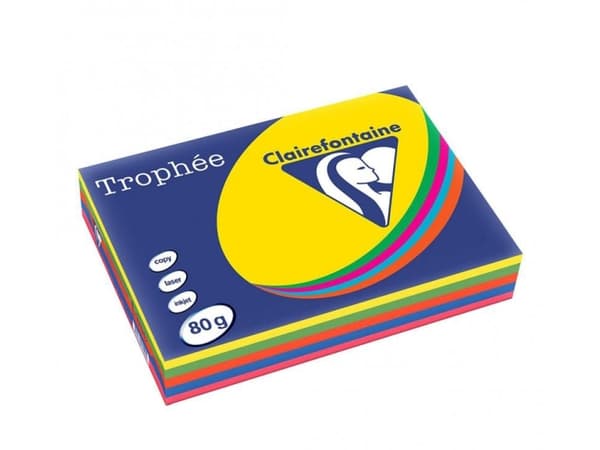Clairefontaine 1704SC, Laser-/Mustesuihkutulostus, A4 (210x297 mm), 500 arkkia, 80 g/m², Sininen, Vihreä, Oranssi, Vaaleanpunainen, Keltainen, 5 kpl