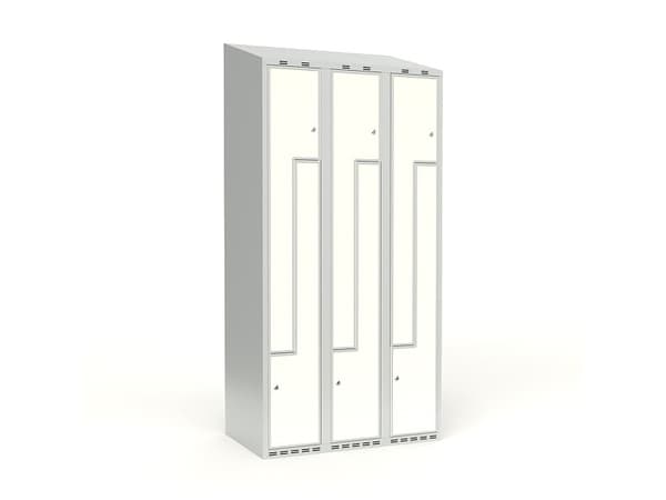 Skoleskab 3x300 Lige tag, Z-dør Hvid laminatdør Cylinderlås