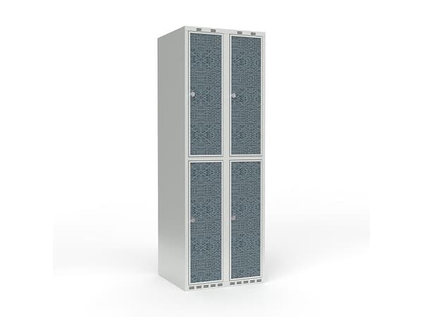 Skolskåp 2x300 Rakt tak 2 fack på höjden VirrVarr Svart laminatdörr Cylinderlås