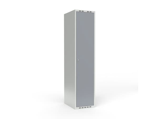 Koulun kaappi 1x400 Suora katto 1 lokeron korkeus Vaaleansininen teräsovi Lukkokahva
