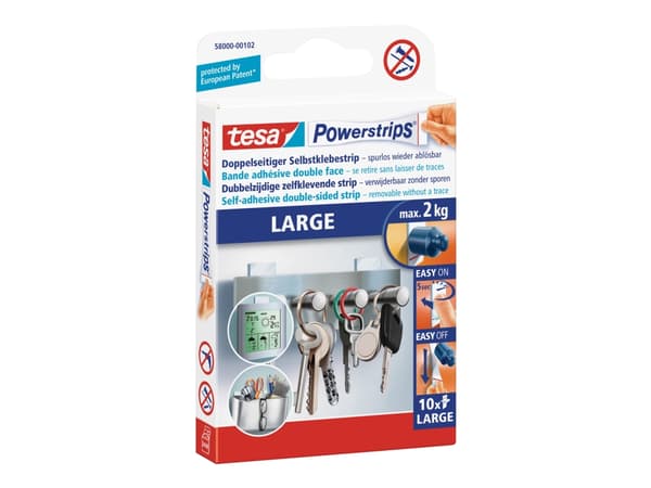 Tesa Powerstrips LARGE - Monteringslim - vit (pack om 10)