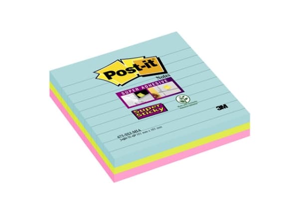 Post-It 675-3SSMIA, Torg, Blå, Rosa, Gul, papper, Supernova Neons, USA