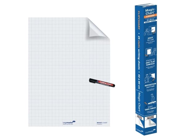 Whiteboard Legamaster Magic-chart, kvadreret, 25 ark