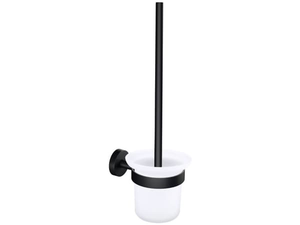 TESA MOON BLACK, Wc-harja & teline, Musta, Valkoinen, Lasi, Metalli, 112 mm, 145 mm