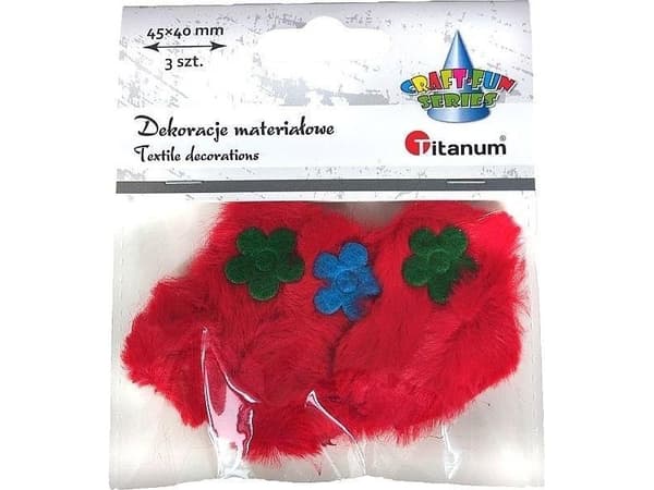 Titan Stoff hjertedekor 45x40mm rød 3 stk
