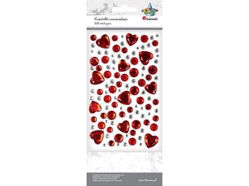 Self-adhesive crystals, pebbles hearts