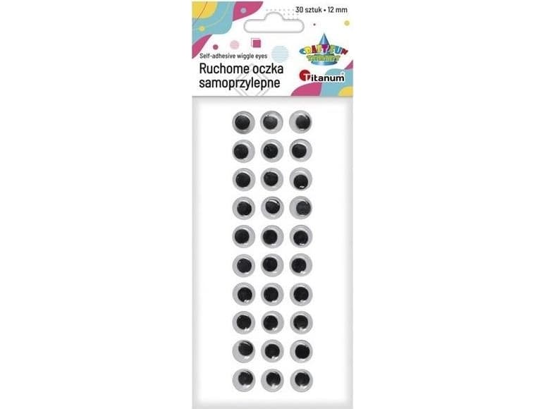 Titanum Self-adhesive eyes without eyelashes 12mm round 30pcs