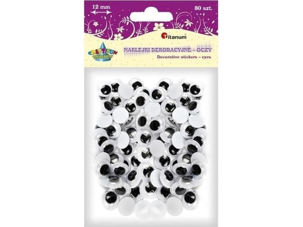 Titanum Self-adhesive eyes without eyelashes 12mm round 80pcs