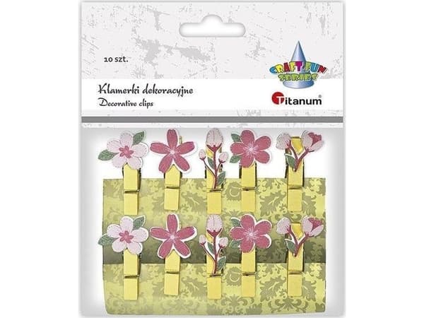 Titanum Träspännen med dekoration blommor mix 10st