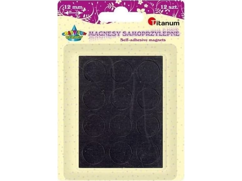 Titanum Round self-adhesive magnets, black 12mm 12pcs