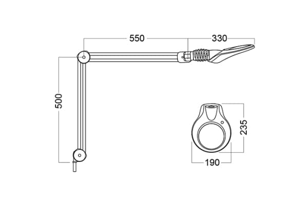 Forstørrelseslampe KFM LED ESD 5 diopter, sort