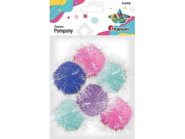 Titaani polyesteri pompulat 45mm mix 6kpl