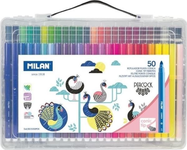 Påfågelspennor 50st i plastfodral 0615350PCK MILAN