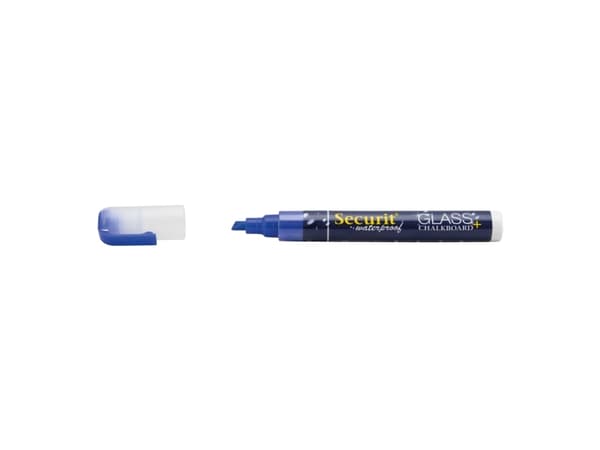 Chalkmarker Securit vandfast blå 2-6mm skrå spids