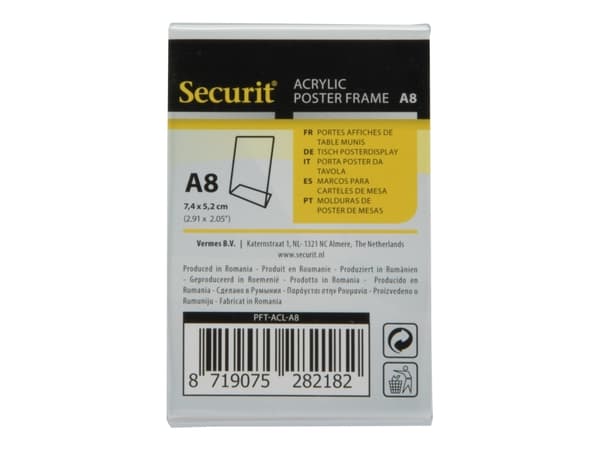 Securit® L-formet A8 display ramme i akryl