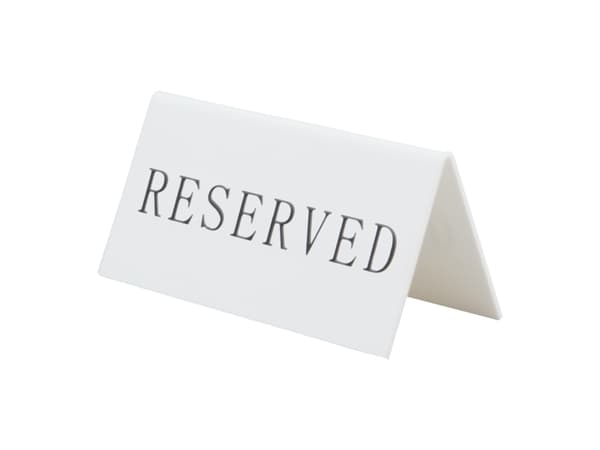 Securit® 5x RESERVED bordskilte i hård hvid akryl