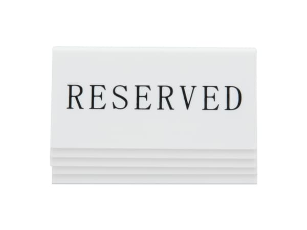 Securit® 5x RESERVED bordskilte i hård hvid akryl
