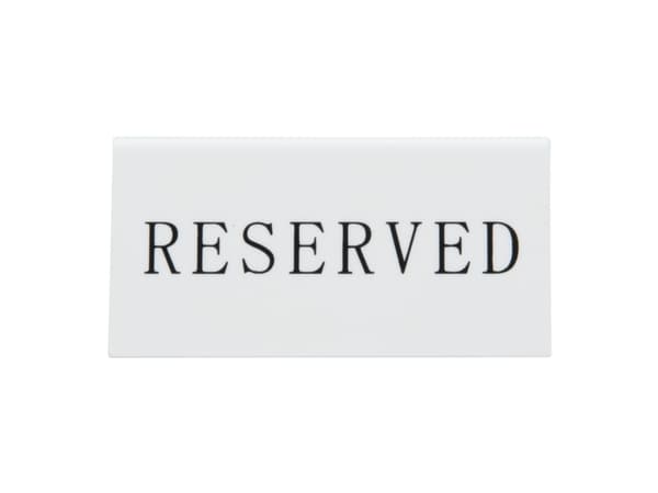 Securit® 5x RESERVED bordskilte i hård hvid akryl