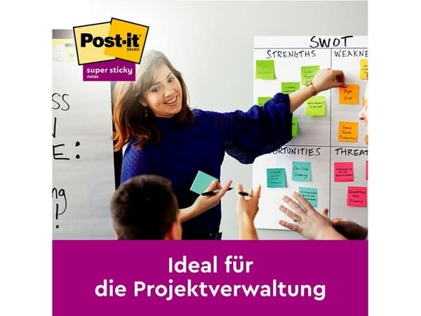 Post-It Super Sticky Notes Playful, 76 x 76 mm, pakke a 6 stk