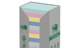 Post-it 653-1RPT - Noter - 38 x 51 mm - 2400 ark (24 x 100) - blå, grønn, lysegrønn, grå