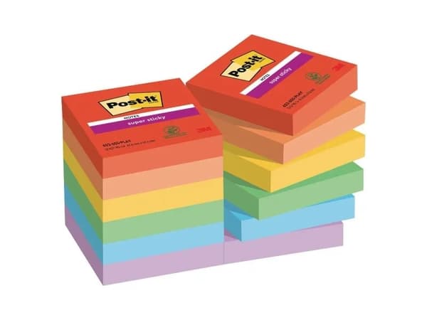 Super Sticky Notes Post-it® Playful, 47,6 x 47,6 mm - (12 stk.)