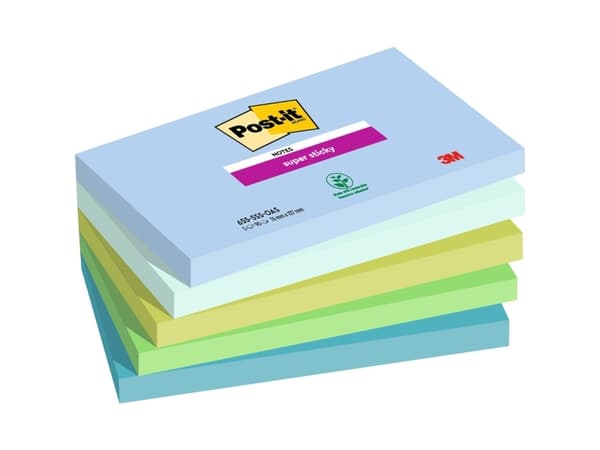 Post-It 3M Karteczki samoprzylepne Post-it® Super Sticky, OASIS, 76x127mm, 5x90 kart.