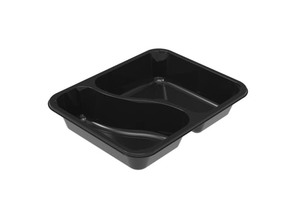 Plastbakke t/ovn CPET sort 1120ml 2rum 360stk/kar 2227-2F