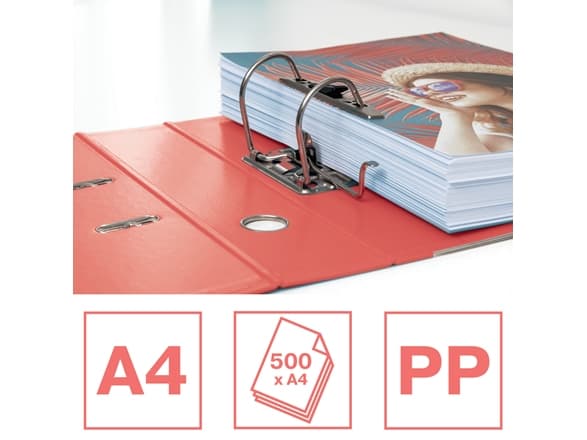 Esselte Colour'Breeze - Spakbågesfil - ryggbredd: 75 mm - för A4 (210 x 297 mm) - kapacitet: 500 ark - Coral