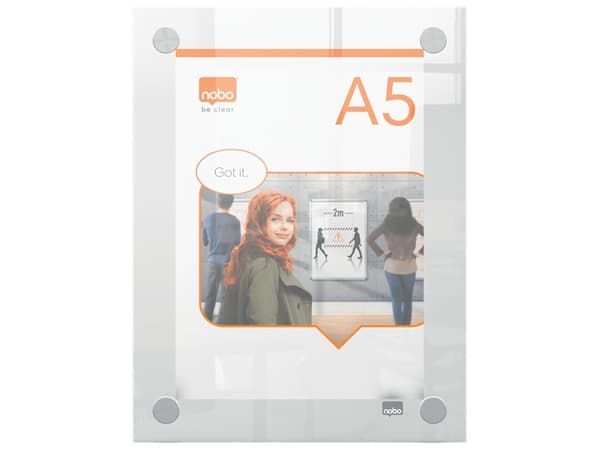 Nobo Premium Plus A5, 148 x 210 mm, Akryl, Horisontalt/vertikalt, Fiksert