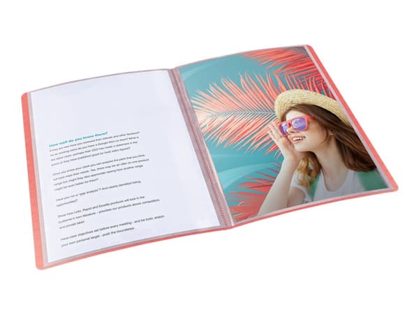 Esselte Colour'Breeze - Displaybok - 80 rom - bokryggbredde: 25 mm - for A4 (210 x 297 mm) - kapasitet: 160 ark - translucent coral