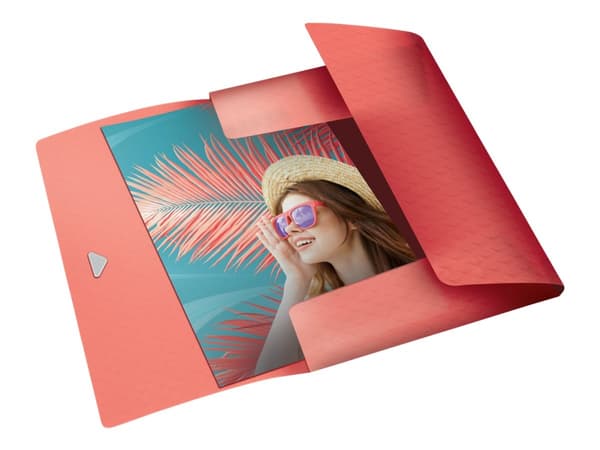 Esselte Colour'Breeze - 3-flikhållare - för A4 (210 x 297 mm) - kapacitet: 150 ark - translucent coral
