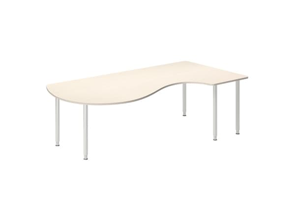 Työpöytä DNA, koivu 2365x1200 mm Oikea I-jalka/musta