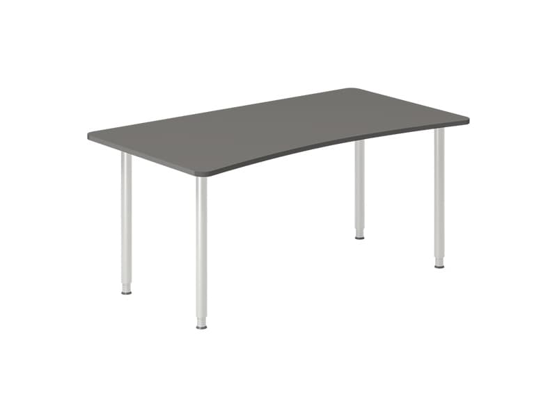 Skrivebord DNA, Antracit 1600x800 mm Med bue I-ben/Hvid