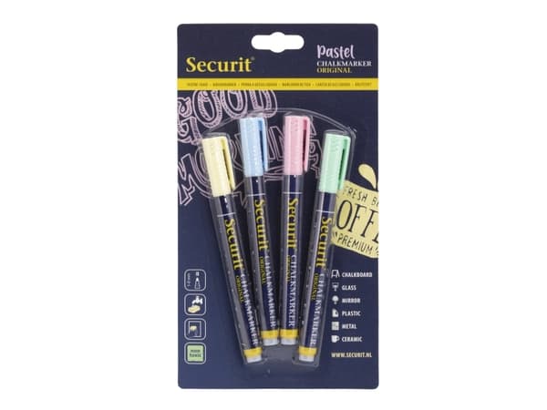 Securit® original kridtmarker sæt med fire pastelfarver