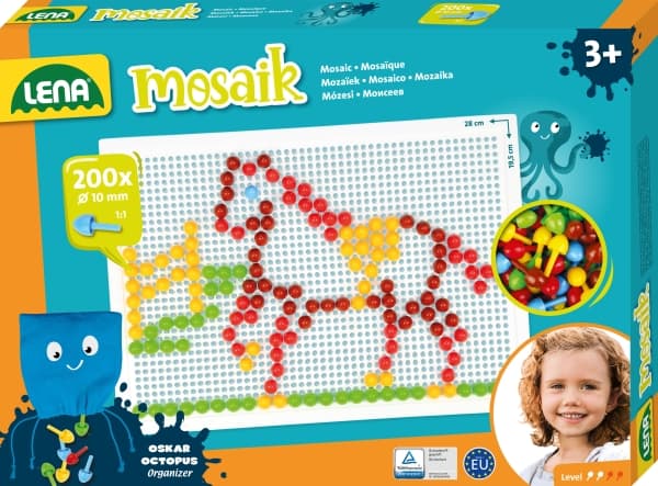 Lena Mosaik SM35628, 3 År, Pojke/flicka, Förskola, Multifärg, 200 styck, Tjeckien