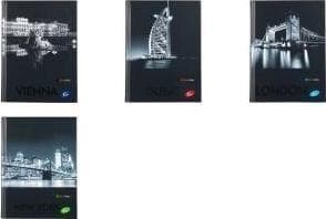 Elisa Notebook A4/96K, checkered CITIES BY NIGHT MIX
