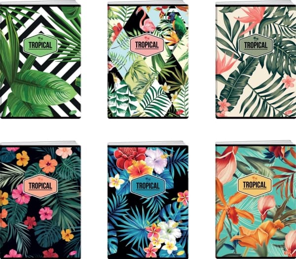 Elisa Notebook A5/60K checkered TROPICAL MIX (10 pcs)