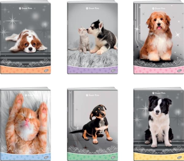 Elisa Notebook A5/32K checkered SWEET PETS MIX (20 pcs)